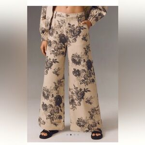 Pilcro by Anthropologie BNWT. High rise, wide leg black and tan cuffed jeans